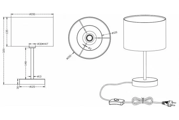 Stolní lampa Hotel, šedá