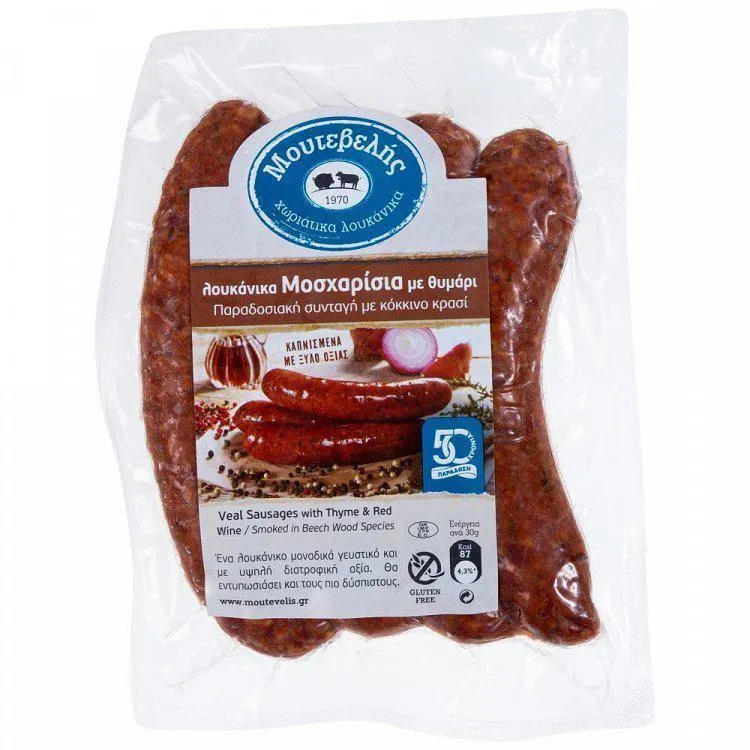 Μουτεβελής Λουκάνικο Χωριάτικο Καπνιστό Μοσχάρι 360gr