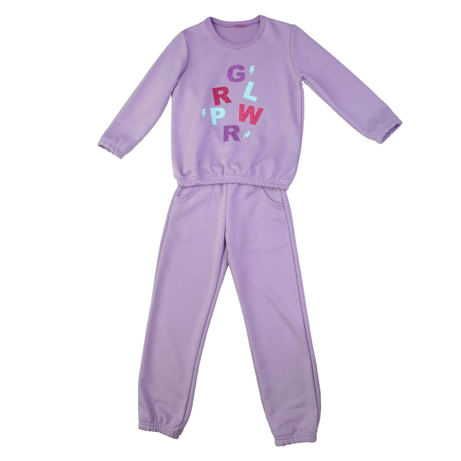 Φόρμα ανοιξιάτικη για κορίτσι σε λιλά χρώμα με τύπωμα στην μπλούζα -11.3012L