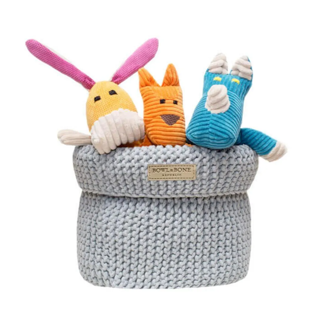 Cotton Basket For Dog Toys - Grey