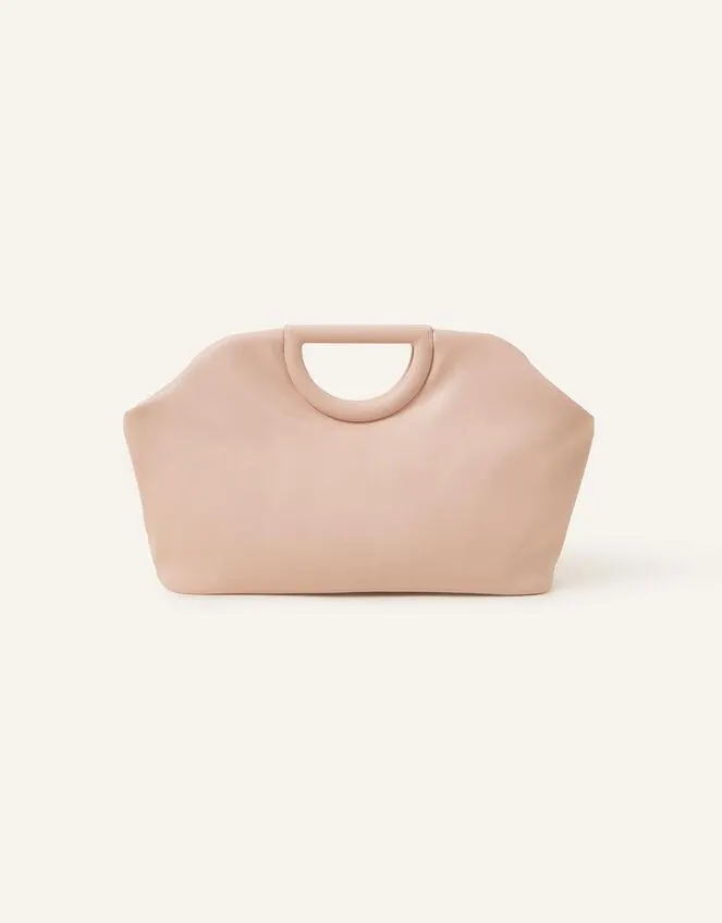 Grab Handle Clutch Bag Nude