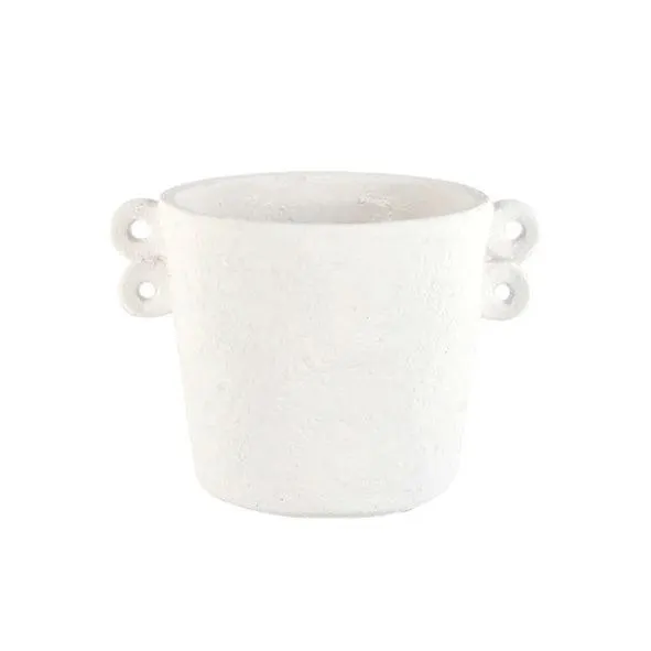 Double loop handle cement planter white