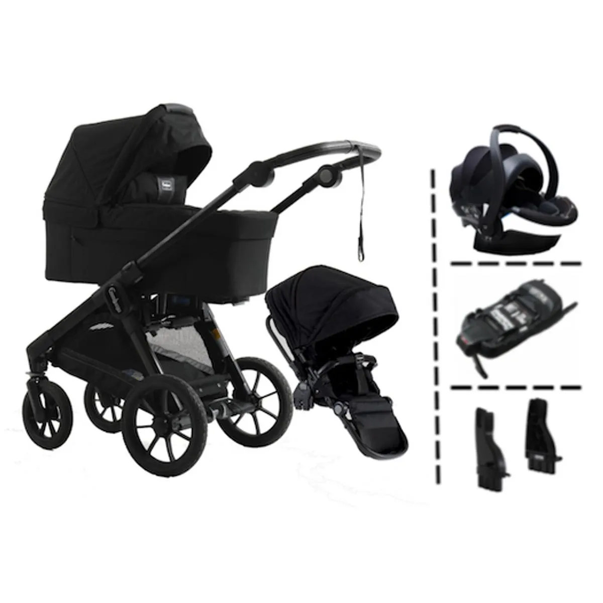 Emmaljunga 2023 | NXT 310 - Ergo Kombivogn Black Ecco | Bilstol Pakke