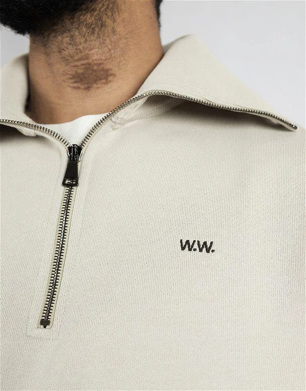 Caspian half zip beige genser