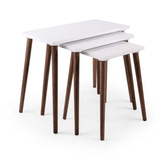 Σετ 3 Τραπεζάκια ξύλινα λευκά 45 εκ. / 48 εκ. / 51 εκ.