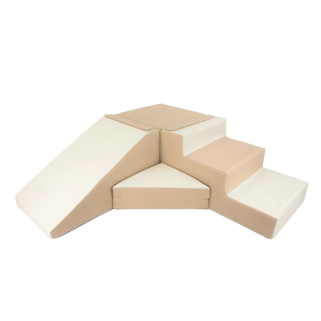 PRE ORDER MID AUGUST Eco Leather Step and Slide Soft Play Set - Beige and White