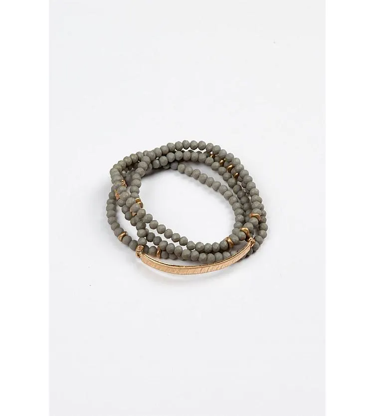Stella + Gemma Grey Beads Gold Bar Wrap Bracelet