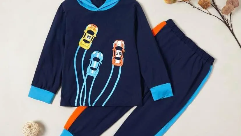 Boys Cars Print Top and Pants Sets