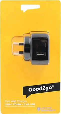 Wall Charger USB-C PD18W + 2.4A USB