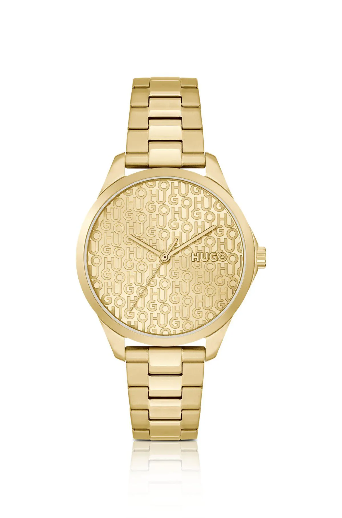 Gold-tone watch with monogrammed dial