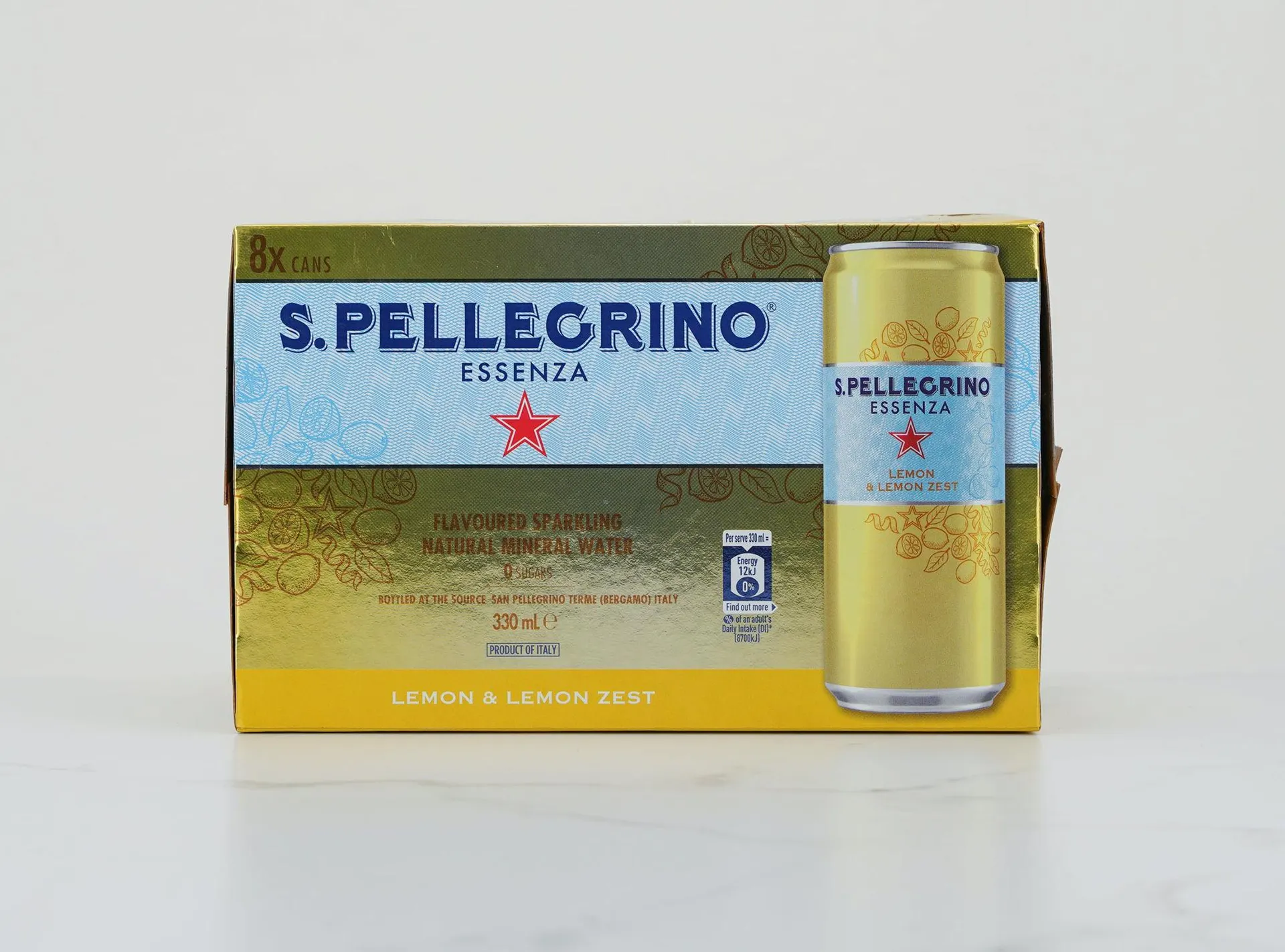 San Pellegrino Essenza Lemon Zest Sparkling Water 330ml 8 pack