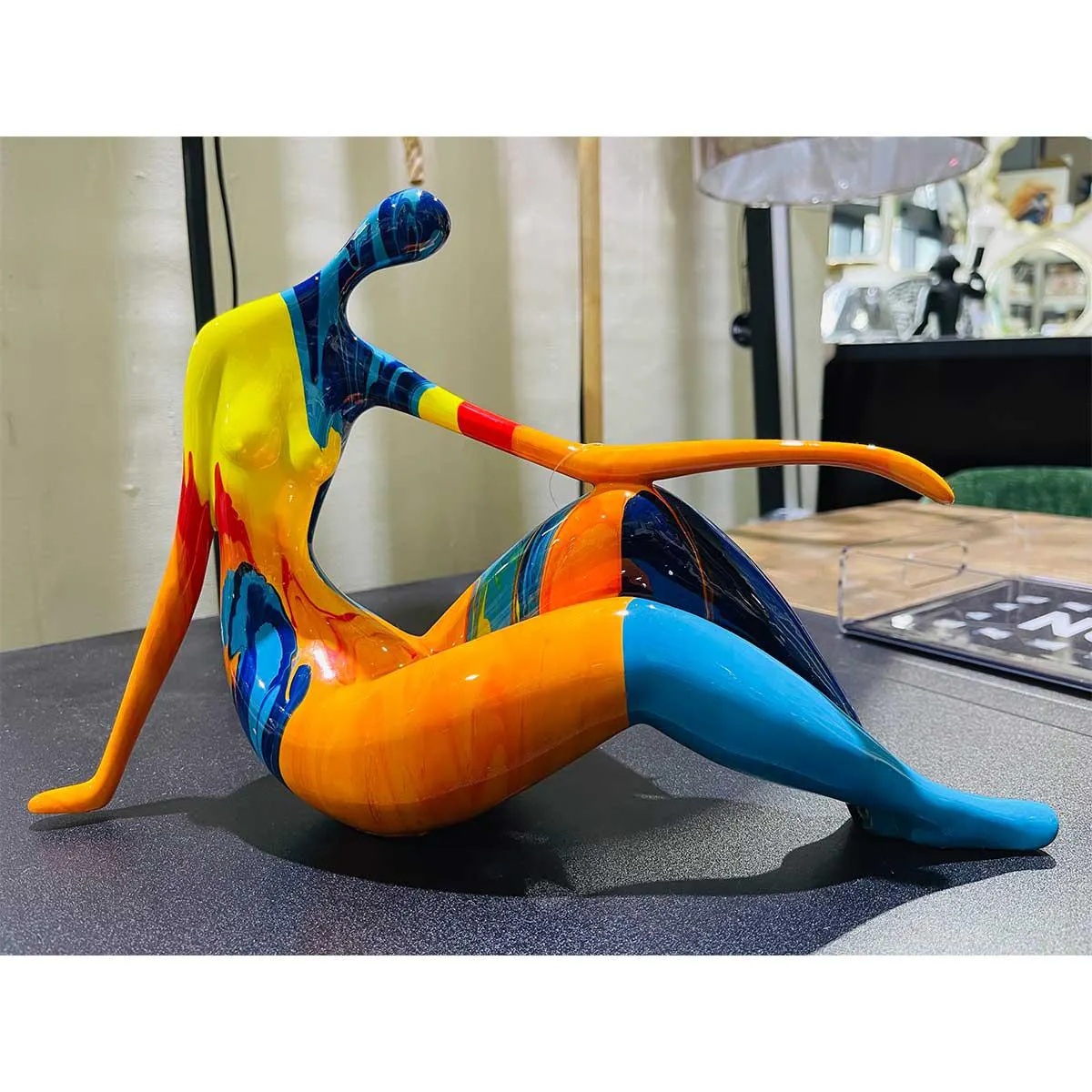 Lady Sitting 36cm Multi Colour