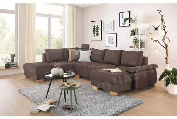 Sedací souprava Chivas, tvar levé U, hnědá látka