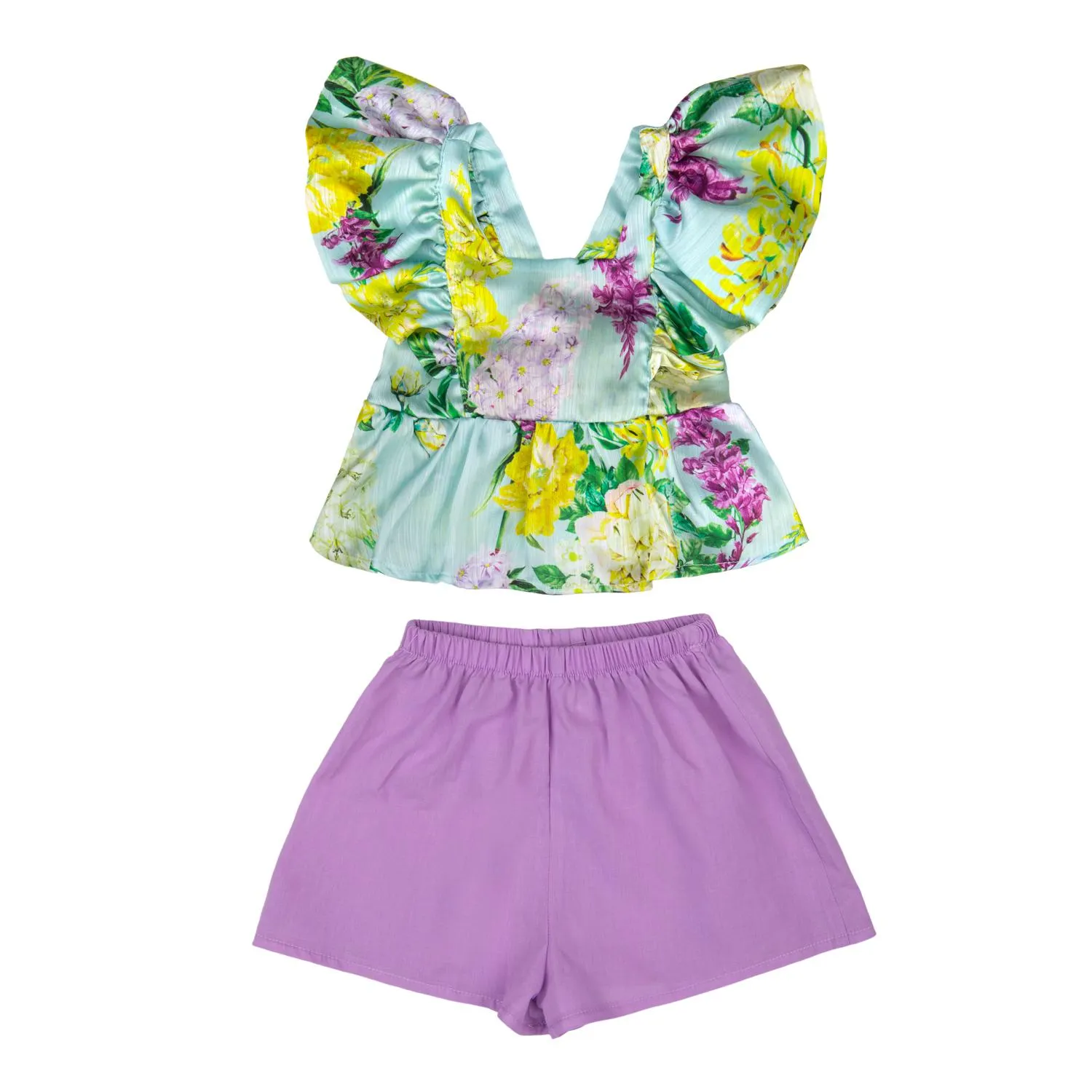 Μπεμπέ σετ για κορίτσι top και σορτς σε βεραμάν λιλά αποχρώσεις -31.7506