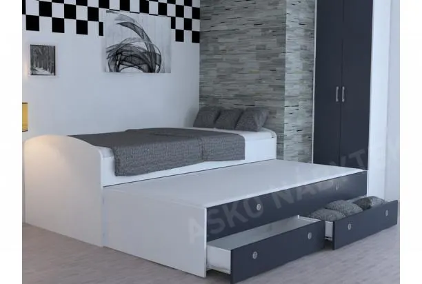 Rozkládací postel Patrik Color 90x200 cm, bílá/antracit