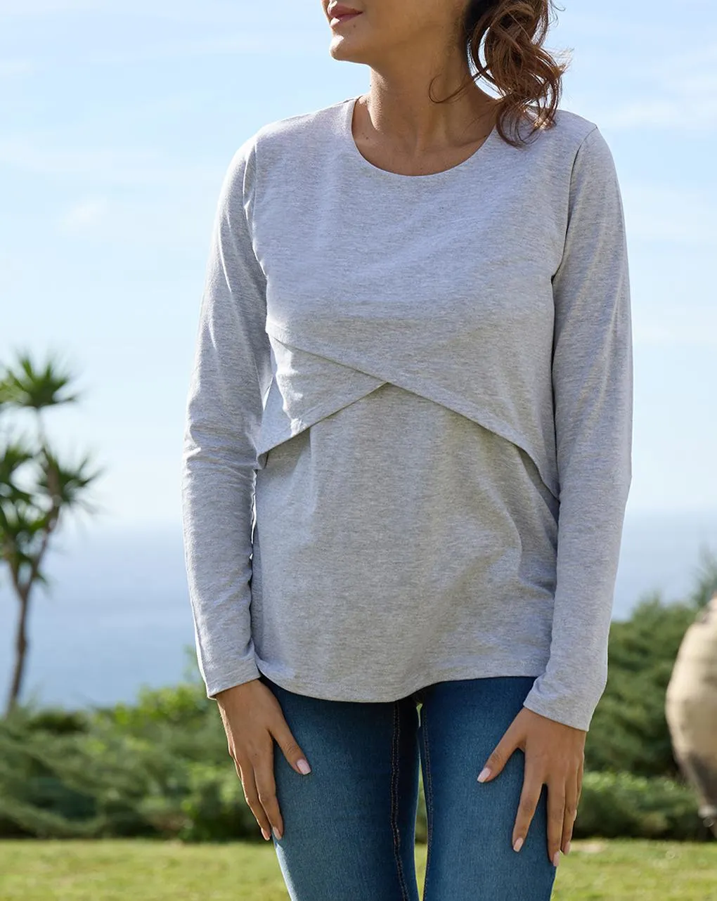 Γυναικεία μπλούζα εγκυμοσύνης/θηλασμού γκρι