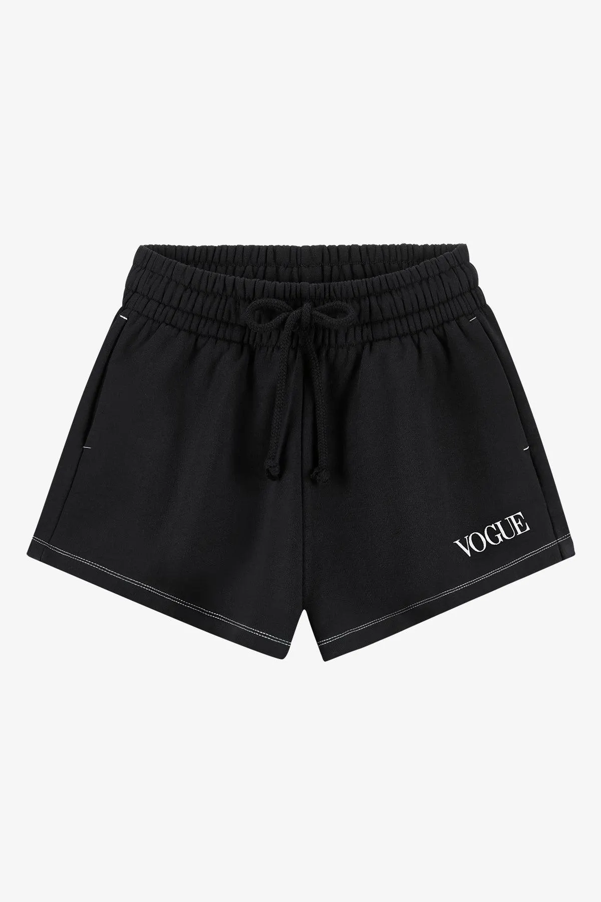 Shorts VOGUE negros con logo blanco bordado
