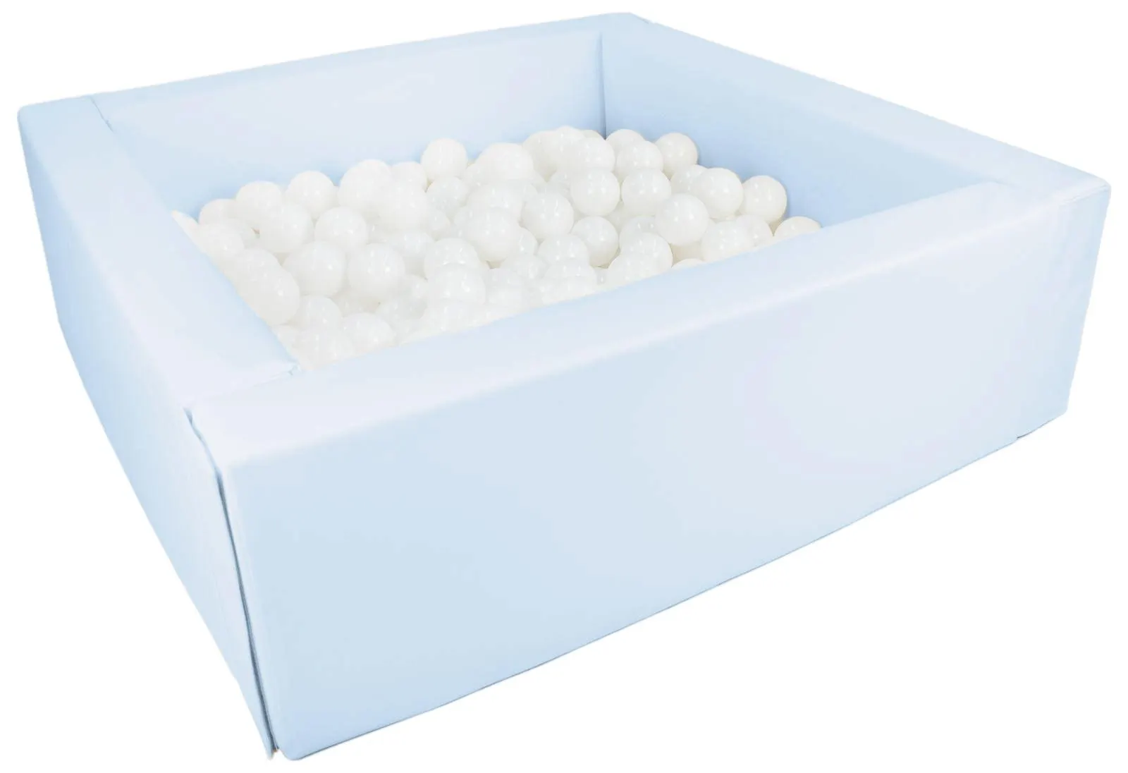 Eco Leather Pastel Blue Soft Play Ball Pit - 200 white balls