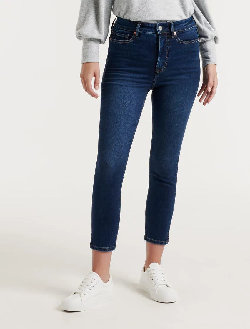 Bella Cropped High-Rise Split-Hem Jeans
