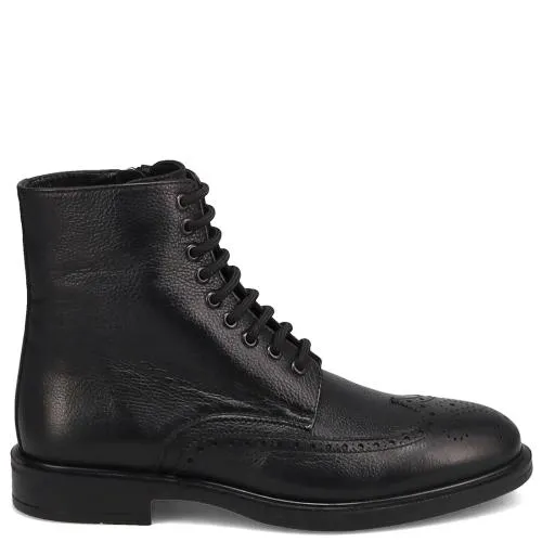 Δερμάτινο μαύρο ανδρικό μποτάκι EN4700-M14