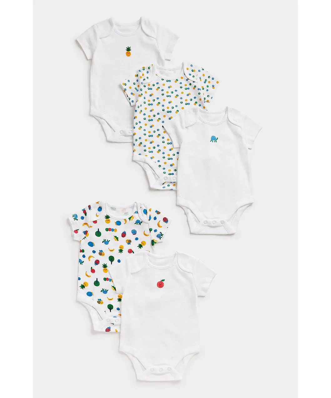 κοντομάνικα κορμάκια με φρούτα - σετ των 5