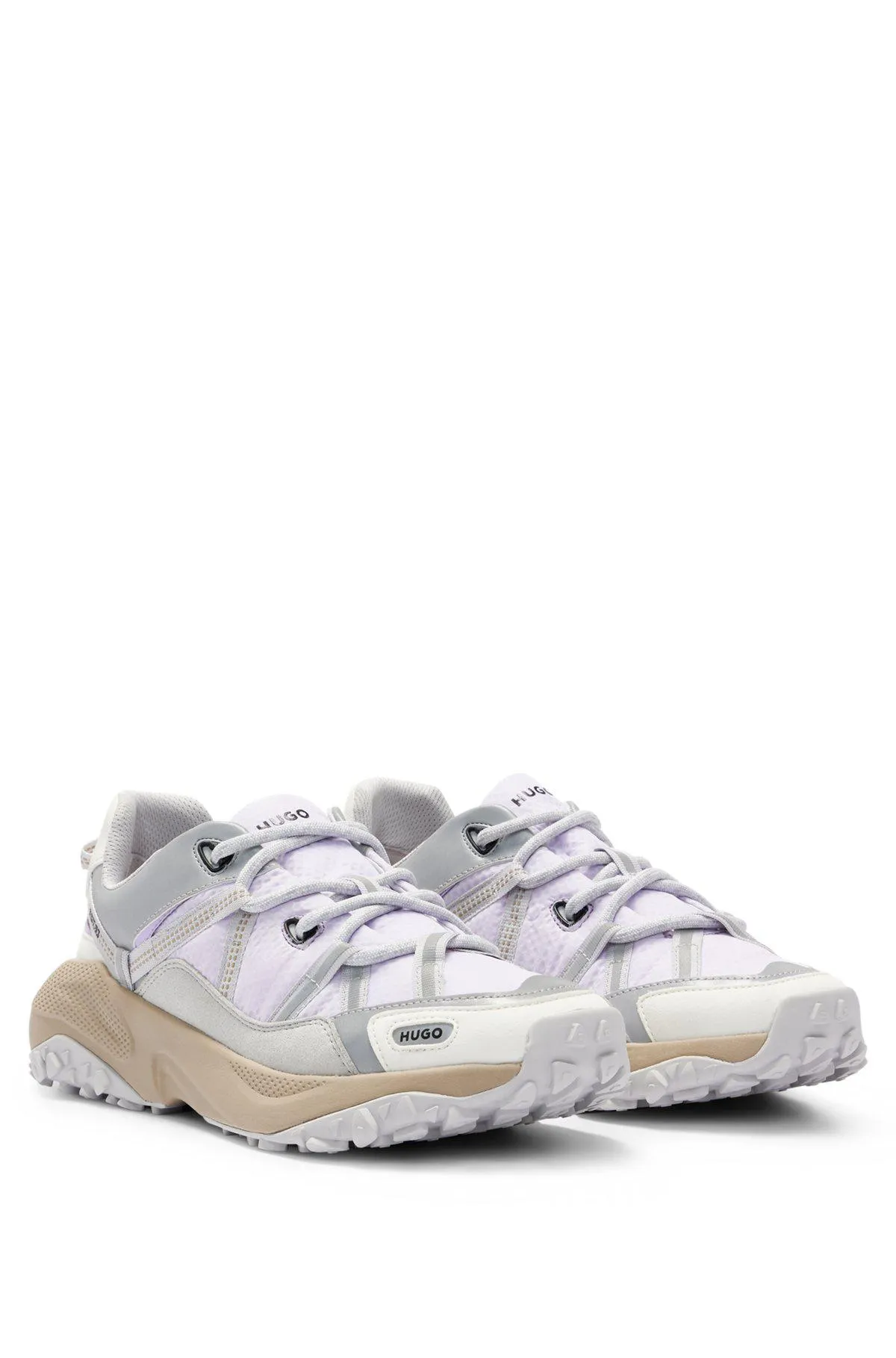 Mixed-material trainers with mesh and faux leather