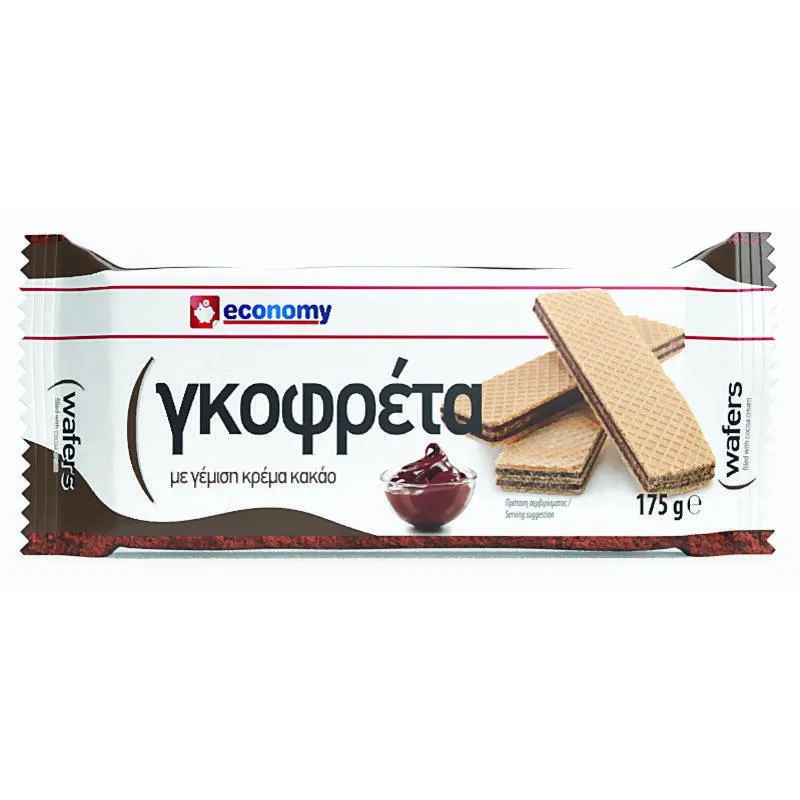 ECONOMY Wafers Γκοφρέτα με Γέμιση Κρέμα Κακάο 175gr
