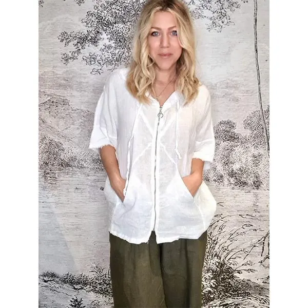 Plain Butterscotch Hoodie Jacket White