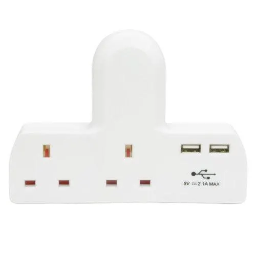 FLEMMING 2X MAINS ADAPTOR WITH 2X USB PORTS