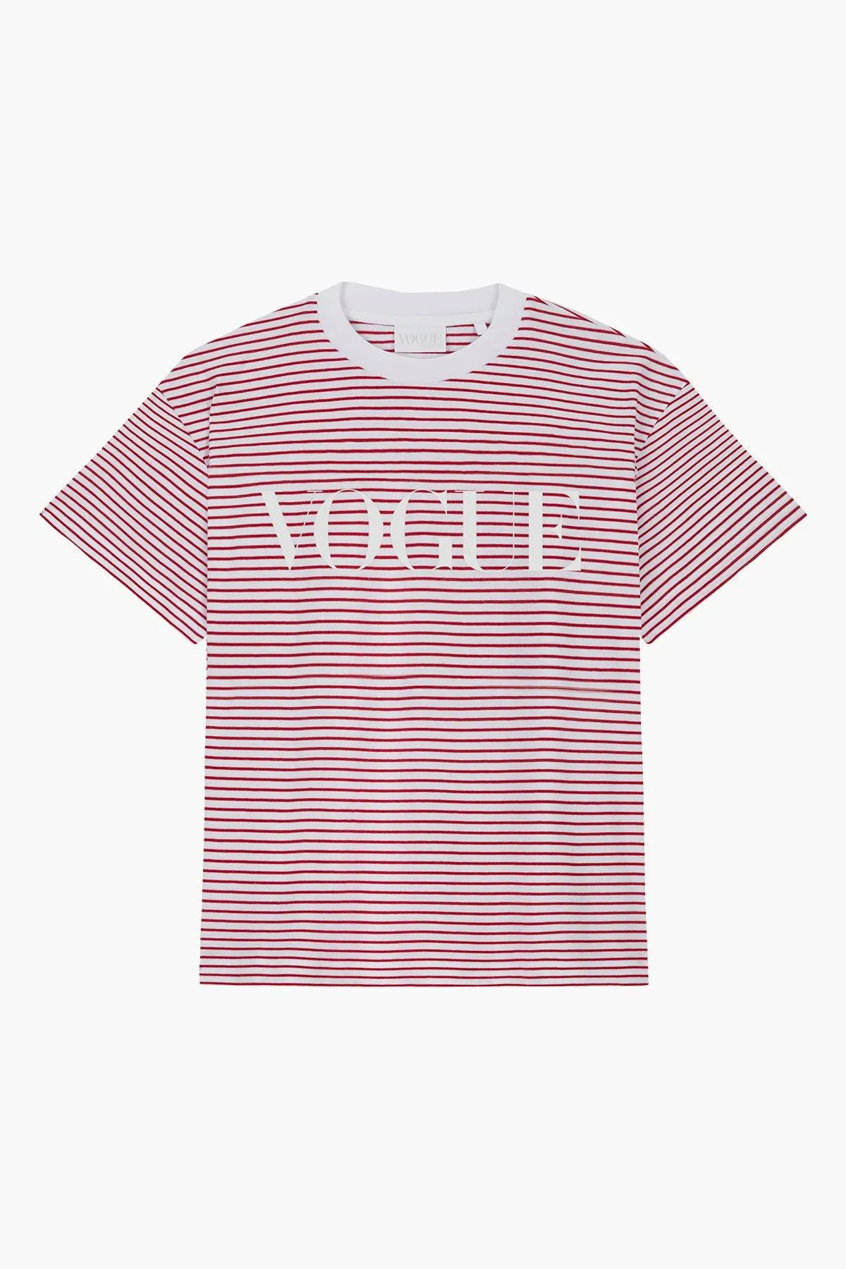 Camiseta VOGUE con rayas rojas con logo estampado