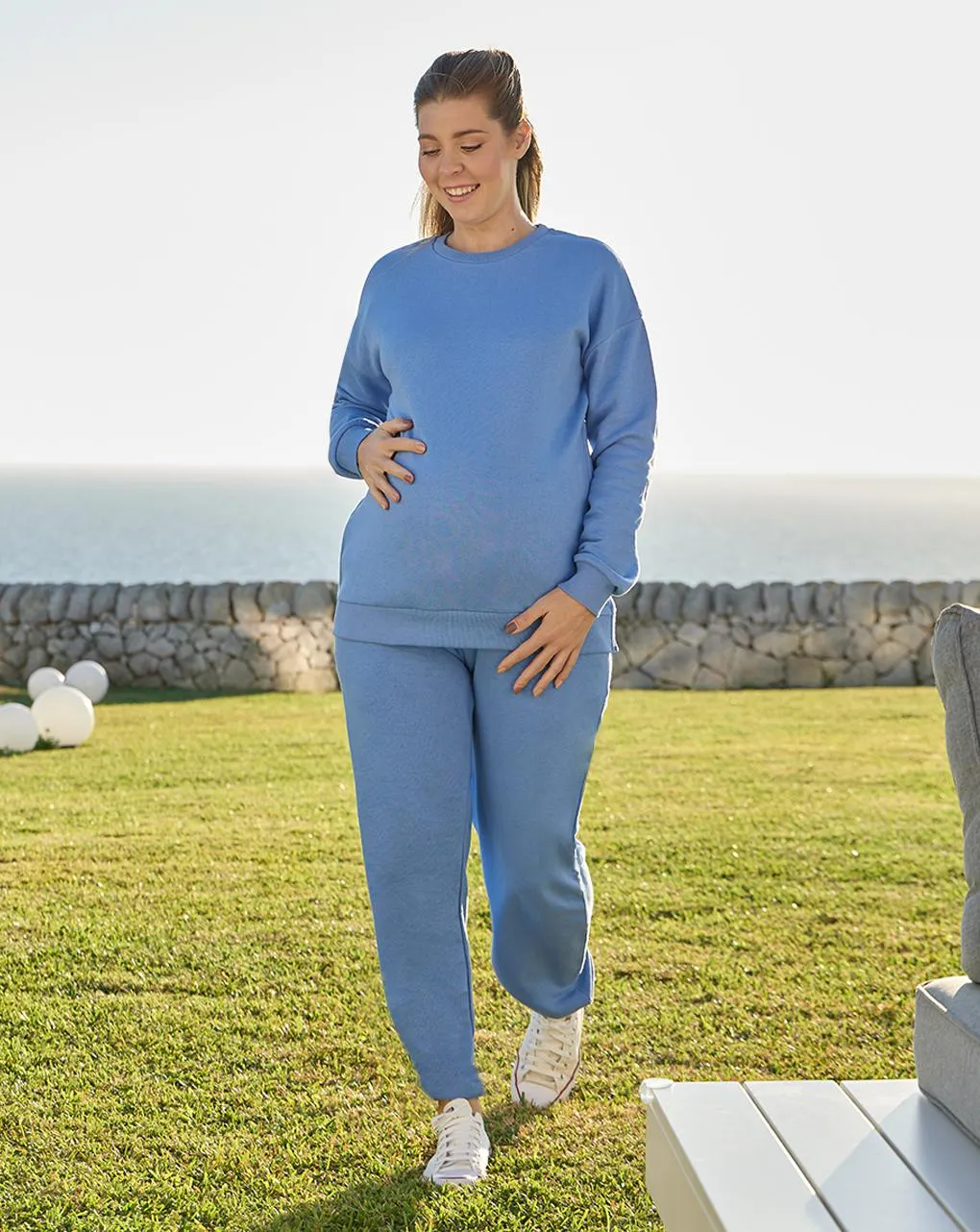 Γυναικεία μπλούζα φούτερ εγκυμοσύνης/θηλασμού μπλε ραφ