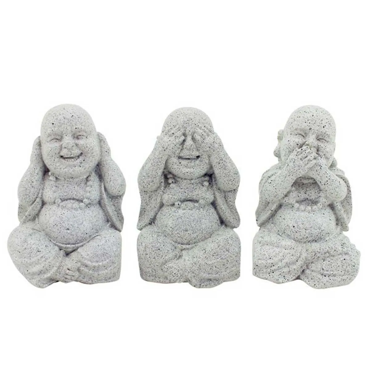 Buddha set of 3 Hear/See/Speak Grey