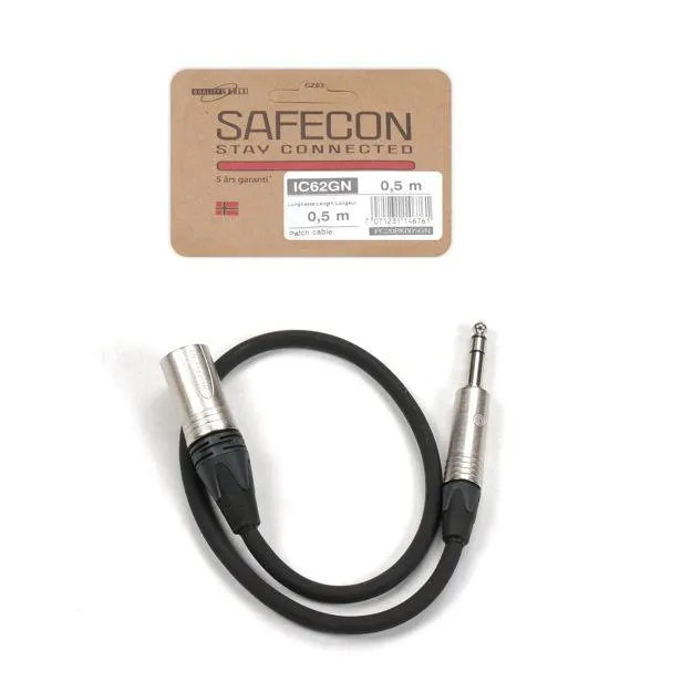 SAFECON IC62 GN (PC20GN) 0,5m TRS Jack/XLR hann