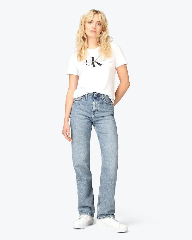 High Rise Straight Medium Blå Jeans