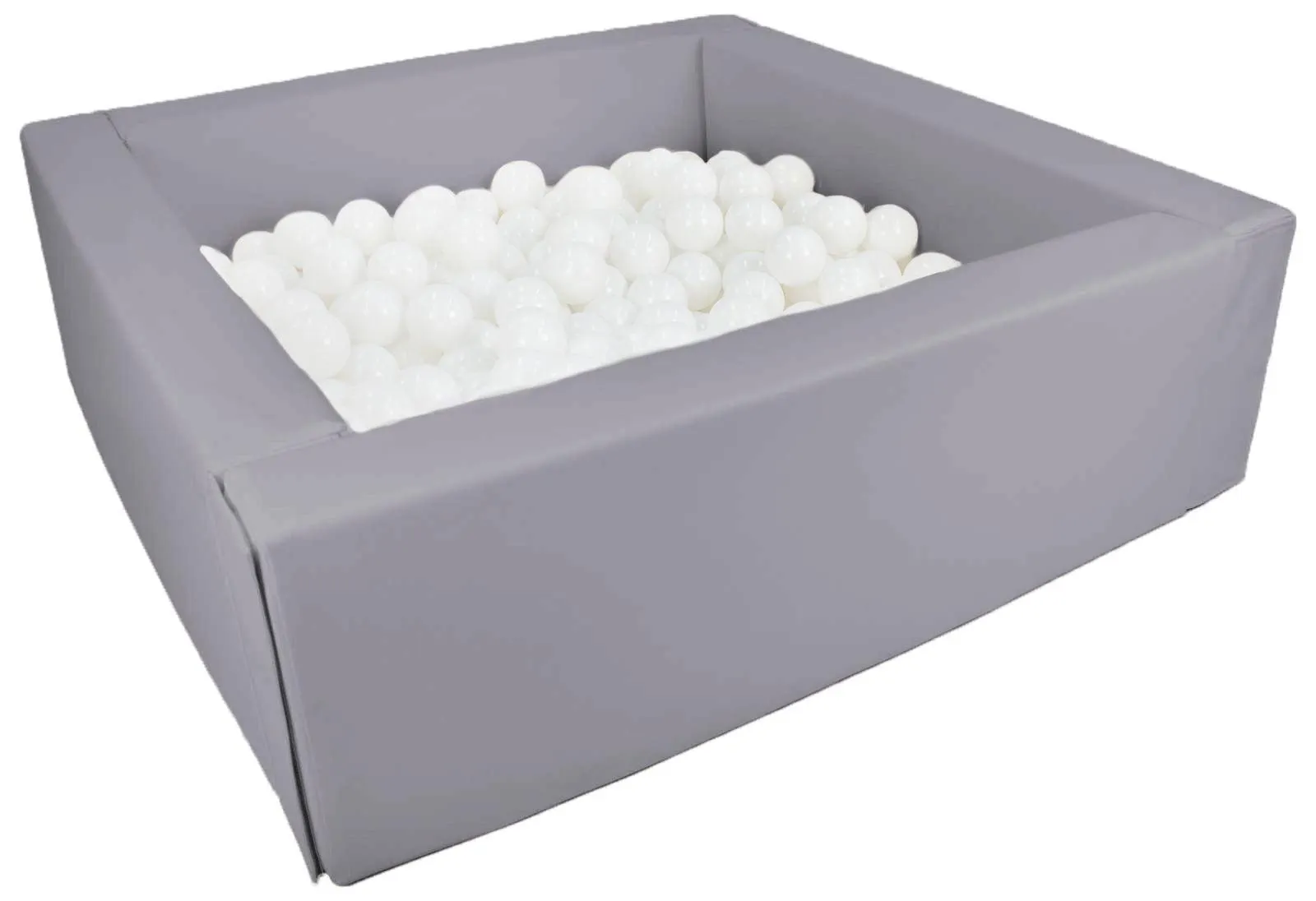 Eco Leather Grey Soft Play Ball Pit - 200 white balls