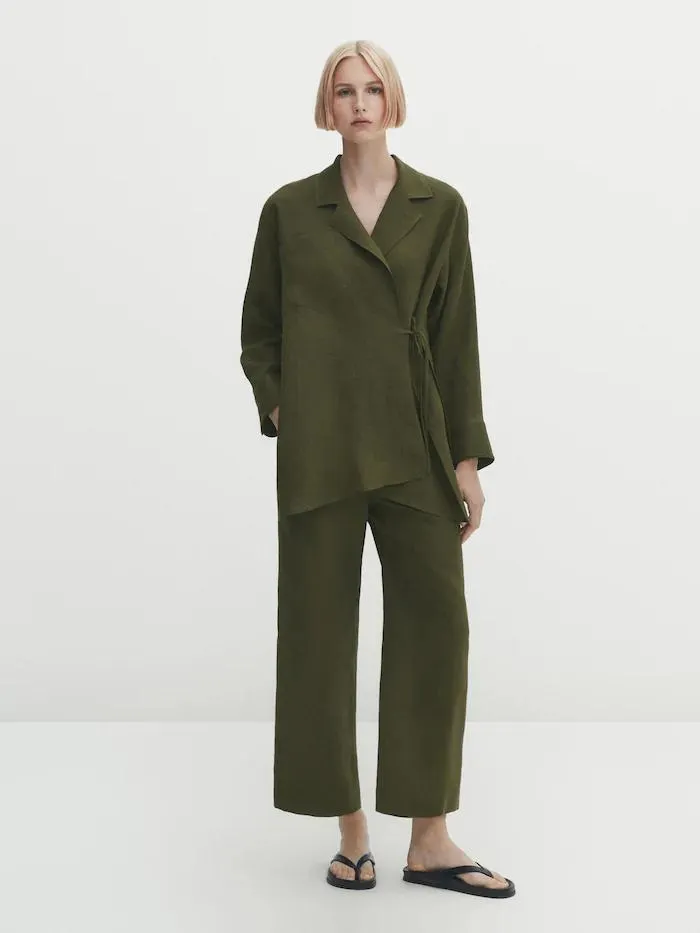 100% linen kimono blazer