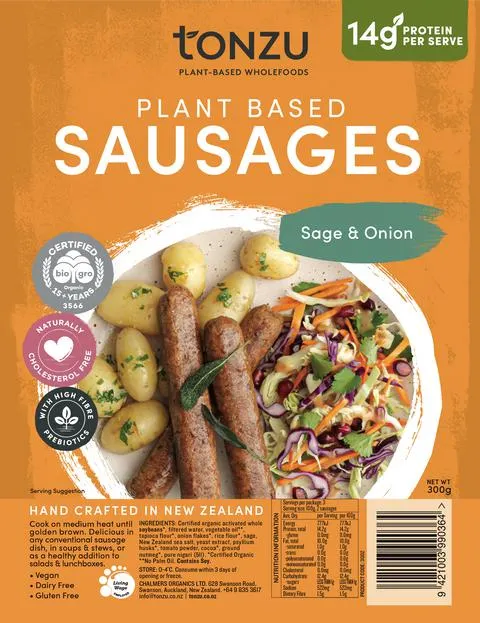 Tonzu Vegan Sage & Onion Sausages 300g