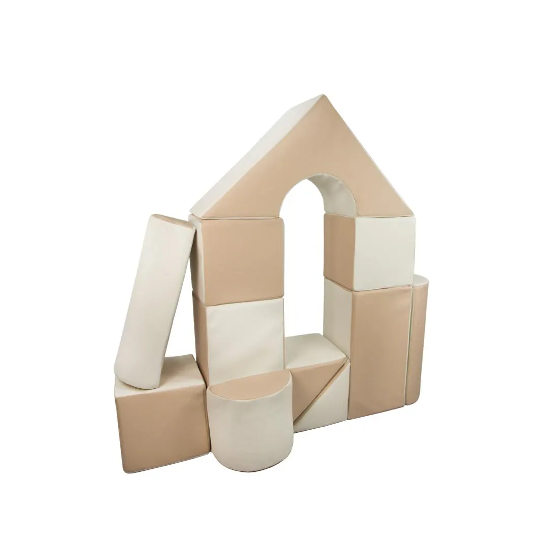 Eco Leather Castle Soft Play Set - Beige and White