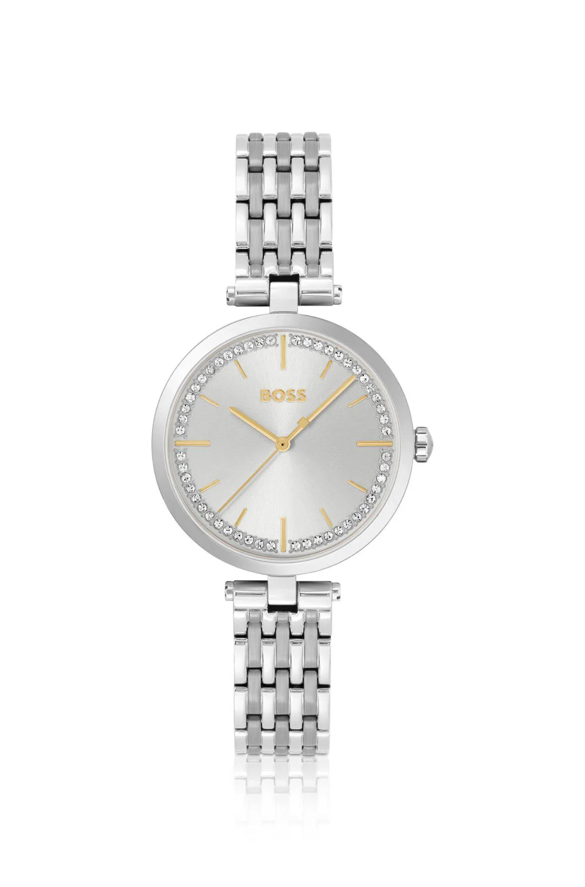 Silver-tone watch with link bracelet