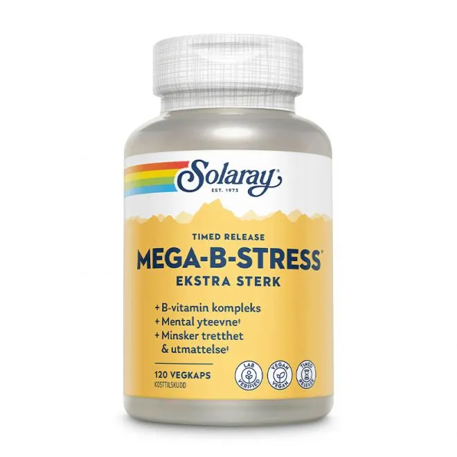 Solaray Mega-B-Stress ekstra sterk 120 kapsler