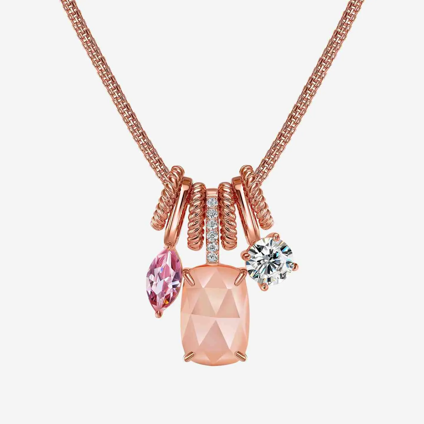 Κολιέ με Ροζ Χαλαζία Crystal Beauty