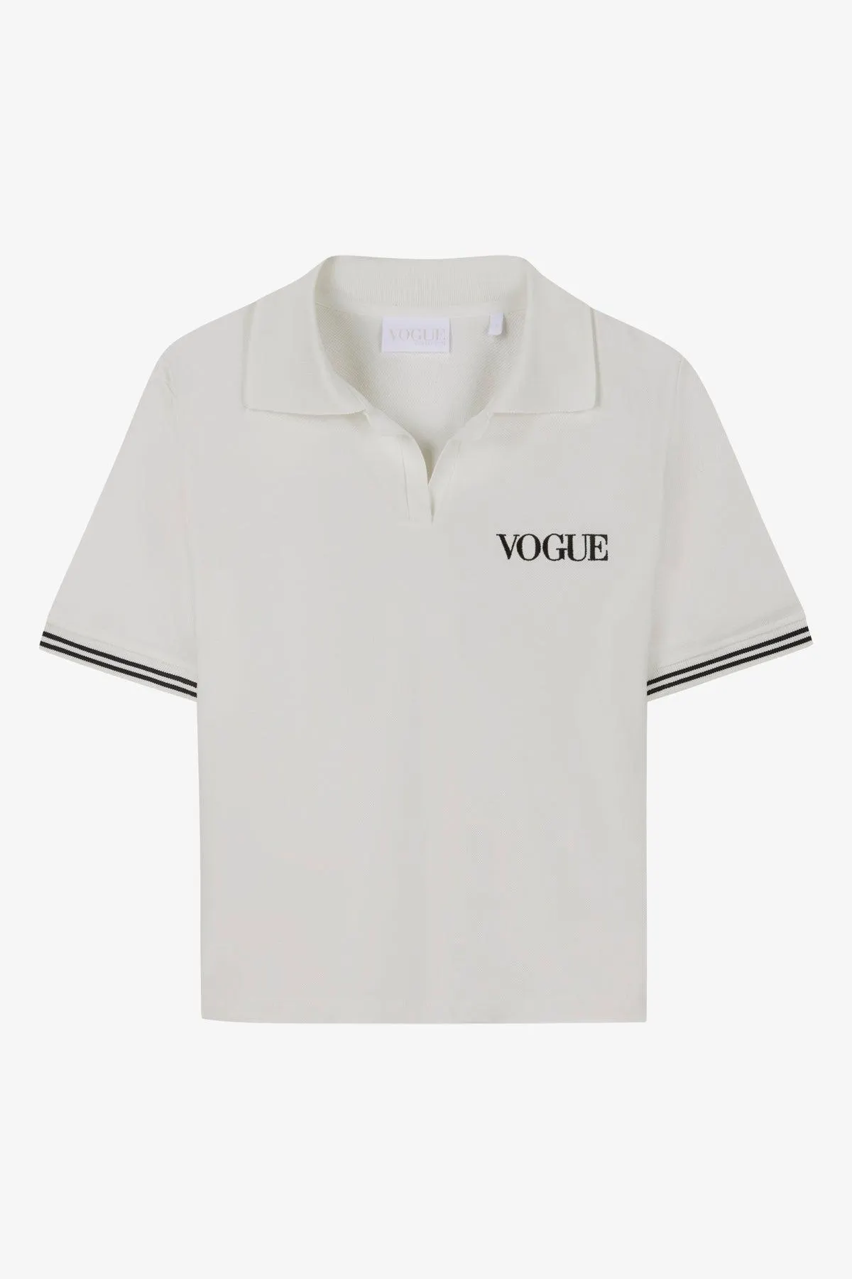 Polo VOGUE crema con logo negro bordado