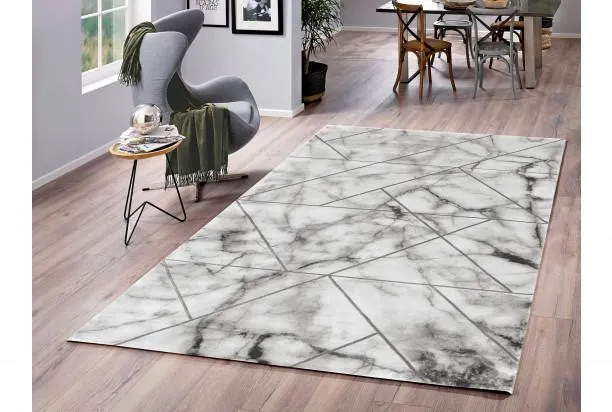 Koberec Craft 80x150 cm, mramorový design, šedo-stříbrný