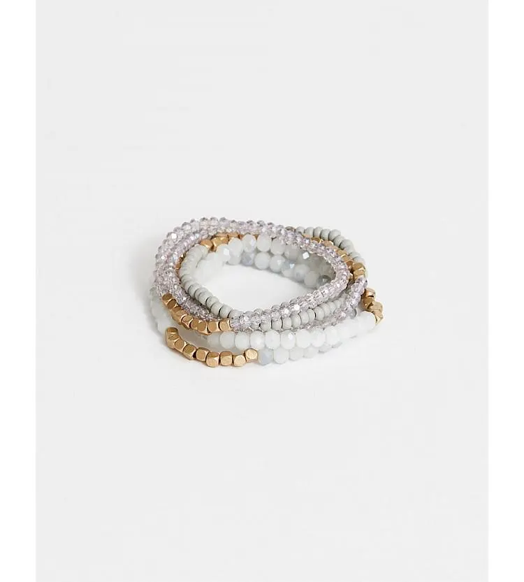Stella + Gemma Set 6 Mixed Grey with Gold Nuggets Bracelet