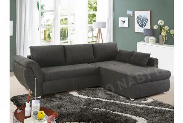 Rohová sedací souprava Torgau, černo-šedá tkanina