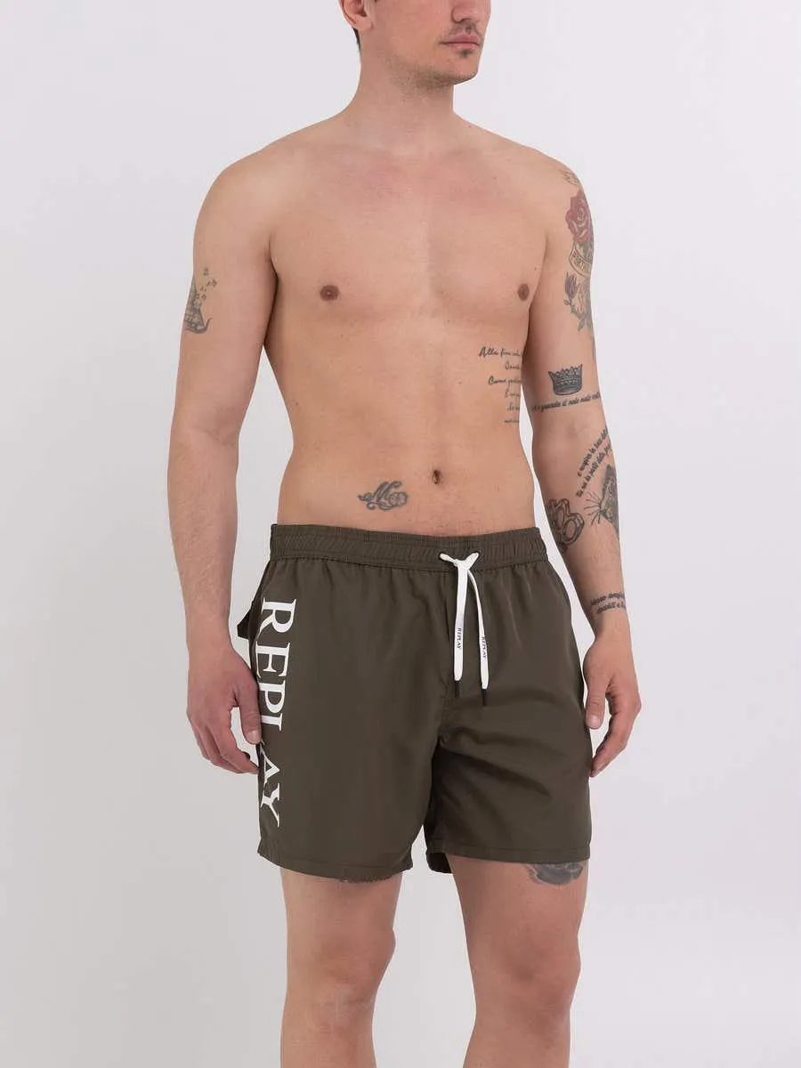 Bañador tipo bóxer con bolsillos y estampado