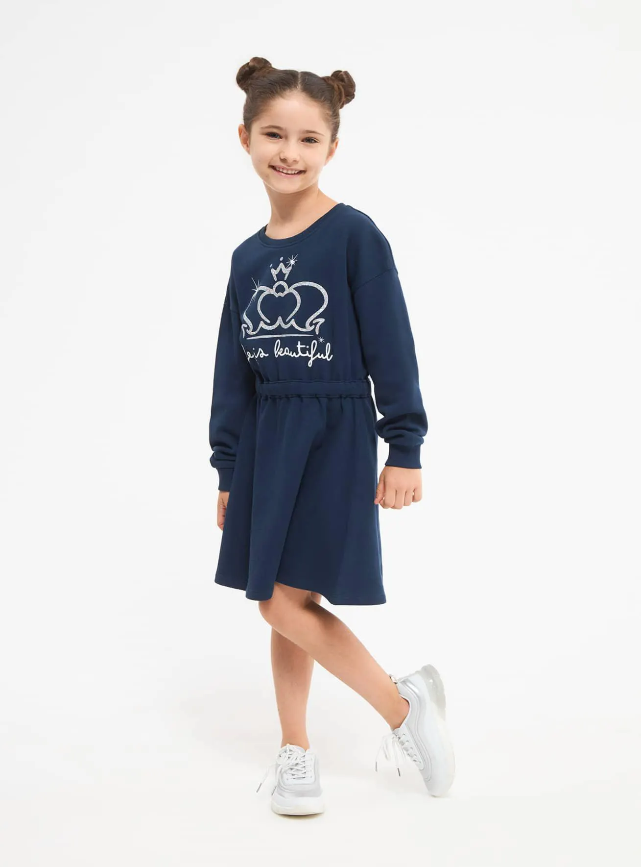 Vestito felpa con stampa Blu scuro