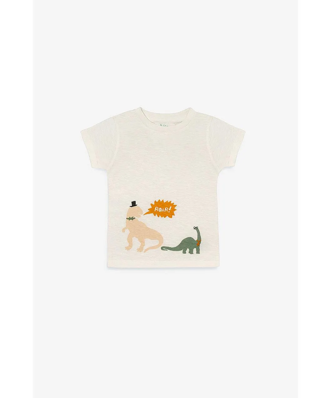 Pom & Jenny Εκρού κοντομάνικη μπλούζα dino