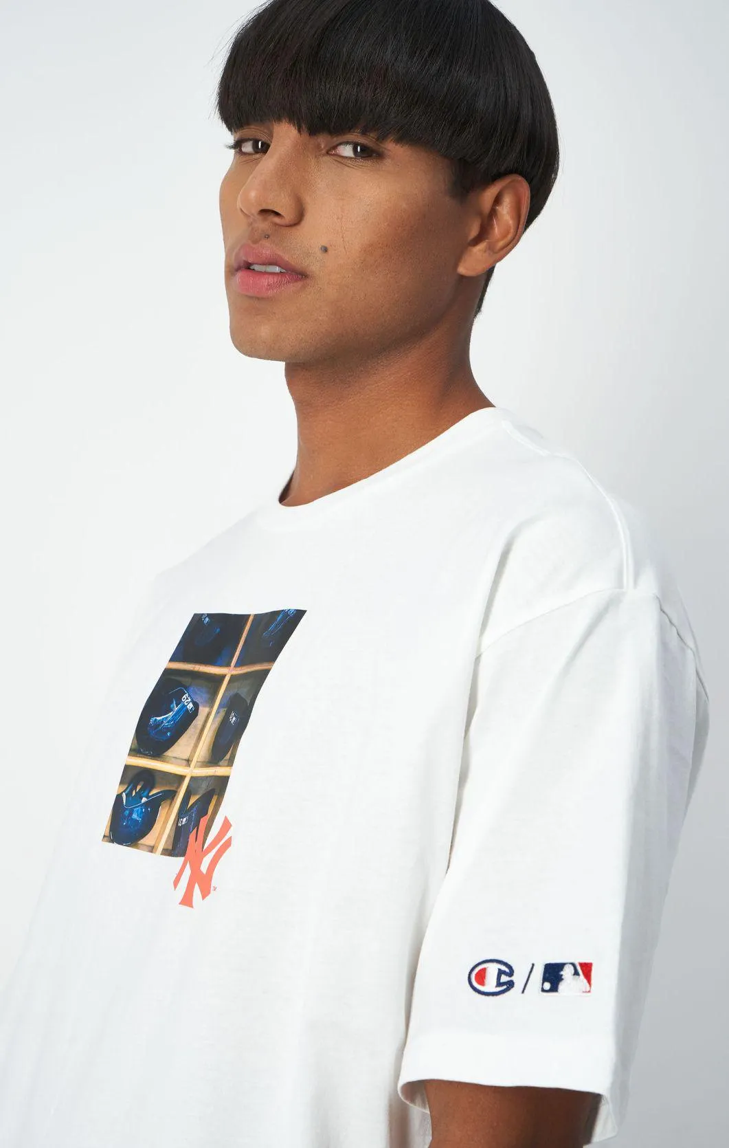 White Camiseta MLB de algodón con foto