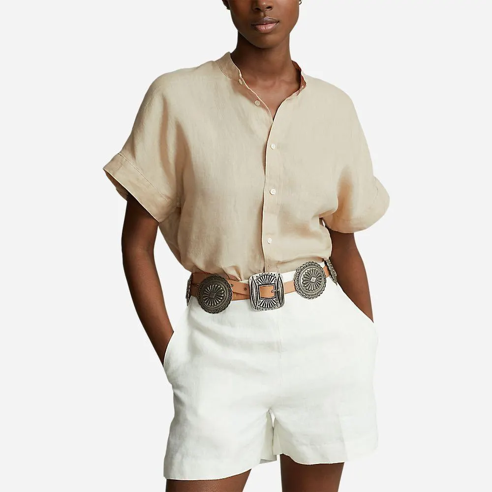 Linen Shorts Sleeve Shirt - Spring Beige